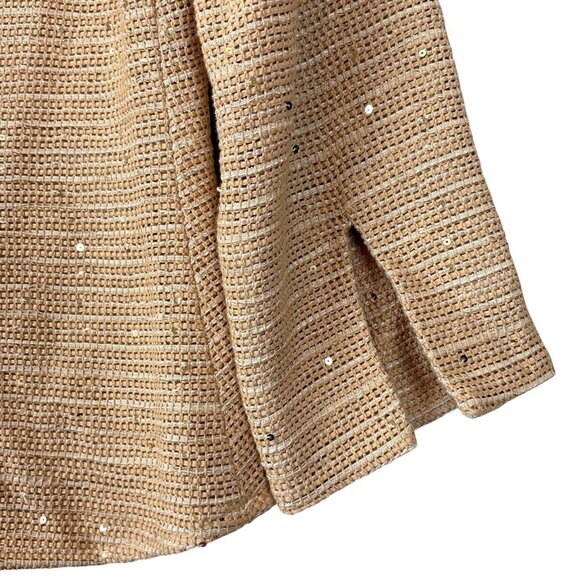 Caryna Nina Haute Couture Sequined Knit Buttoned Lightweight Jacket Tan Size S - Picture 7 of 11